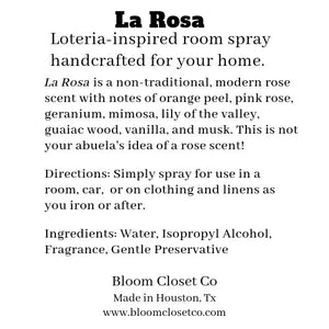 La Rosa Loteria Card Room Spray