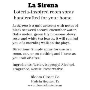 La Sirena Loteria Card Room Spray