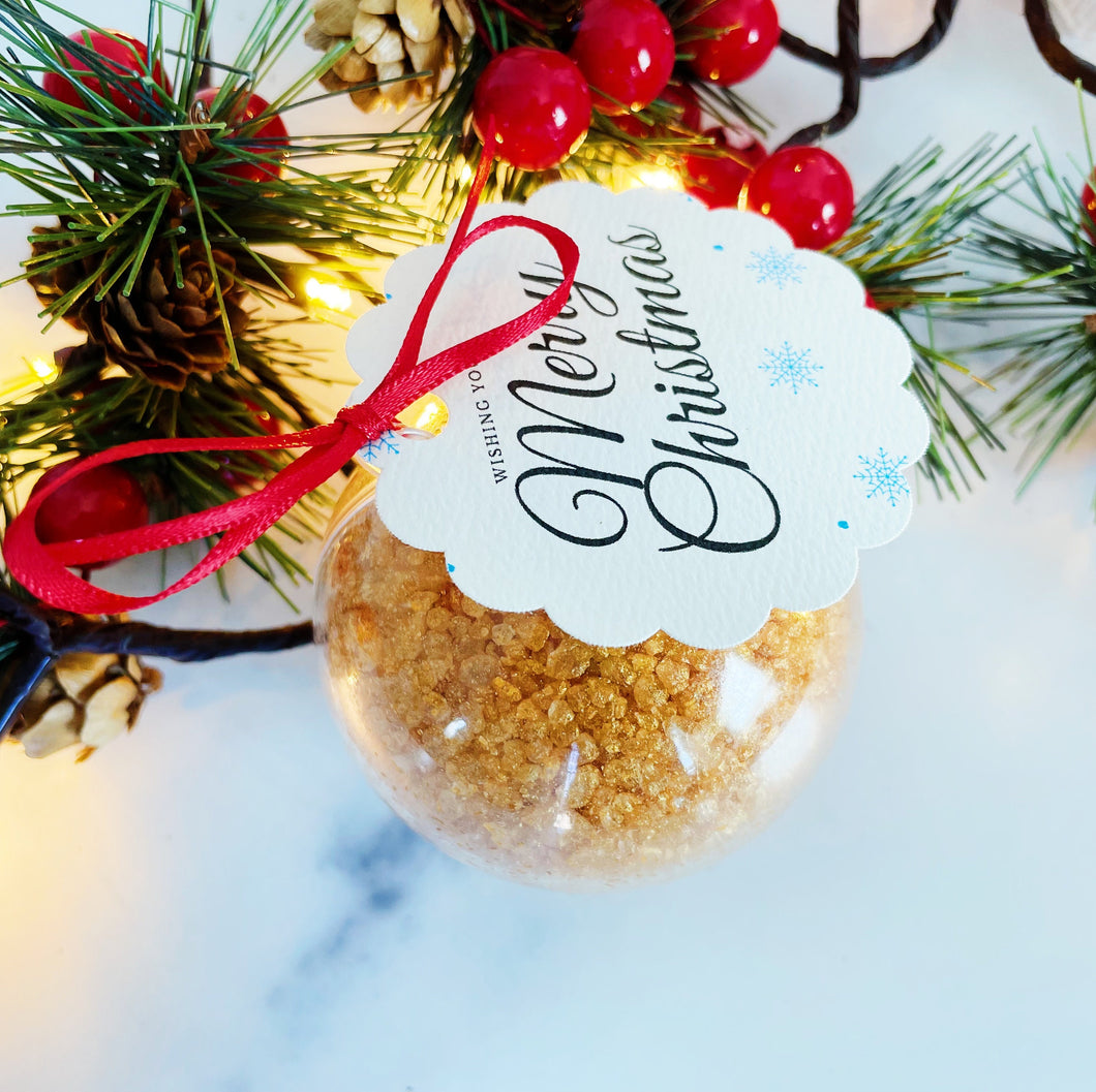 Gold Bath Salt Ornament - Gingerbread Scented - Christmas Ornament - Bath Salts - 2021 Ornament - 2021 Christmas Ornament - Gifts for Her