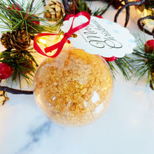Load image into Gallery viewer, Gold Bath Salt Ornament - Gingerbread Scented - Christmas Ornament - Bath Salts - 2021 Ornament - 2021 Christmas Ornament - Gifts for Her